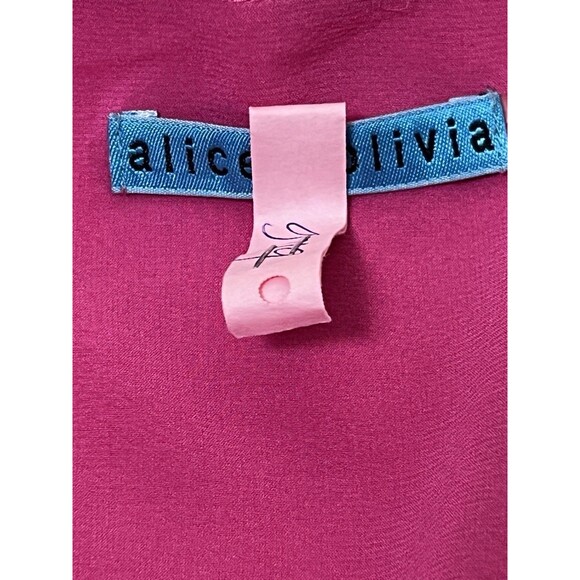 Alice + Olivia‎ Pink Bubble Hem Blouse Faux Wrap Silk Top Women Small - Picture 5 of 11